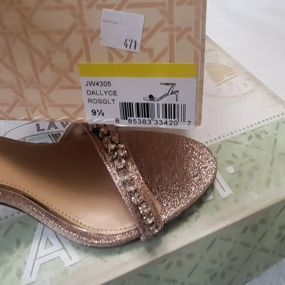 Badgley Mischka Rose Gold Sandals, Dallyce Ankle Strap Stiletto Sandal
